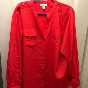 Calvin Klein 2x coral blouse